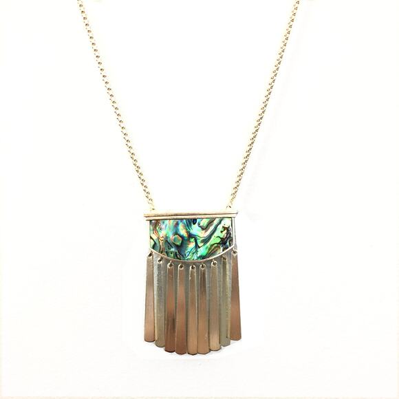 Kendra Scott Ellen Shell Pendant Fringe Necklace - Picture 1 of 15